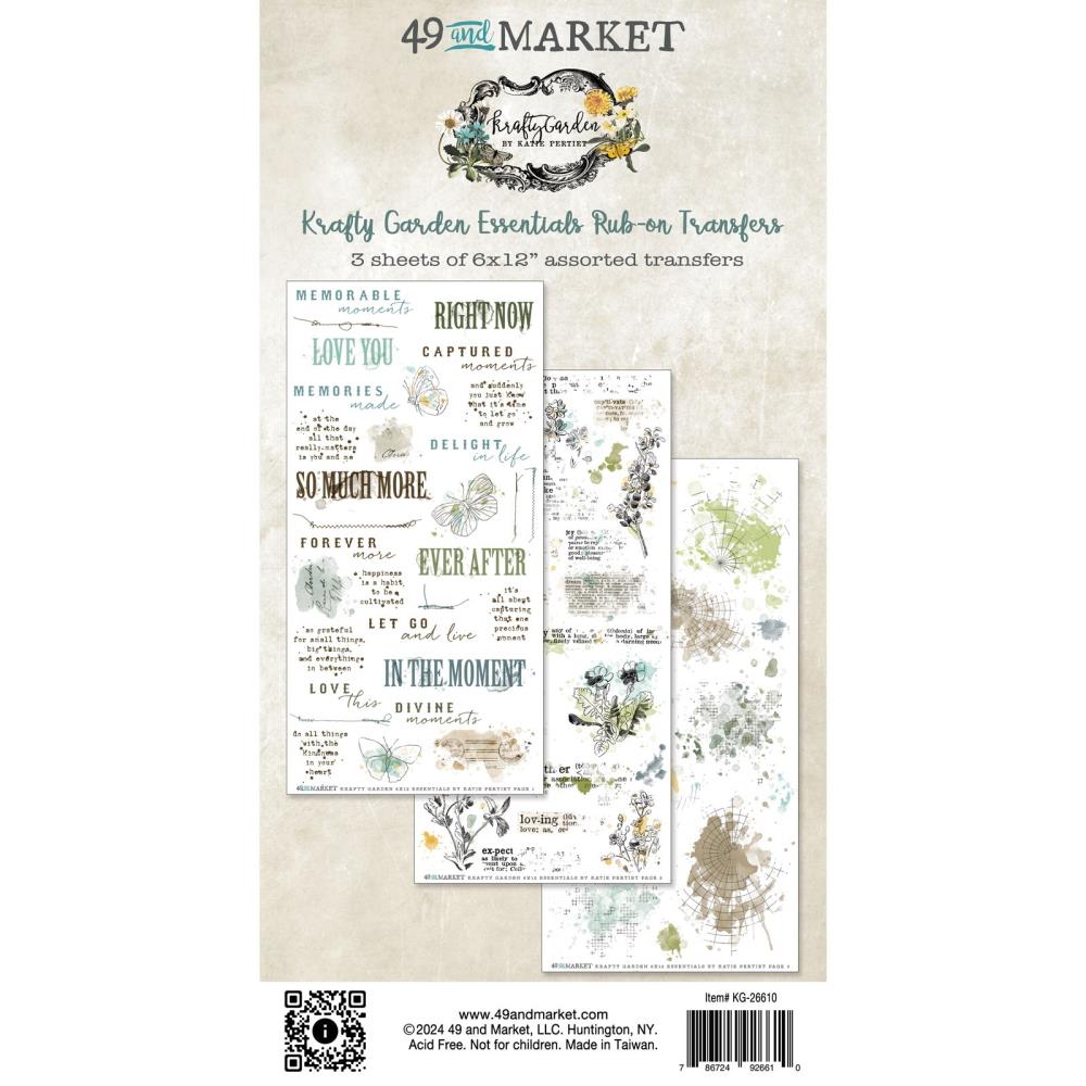 49 & Market - Kraft Garden Essentials Rub on Transfers
