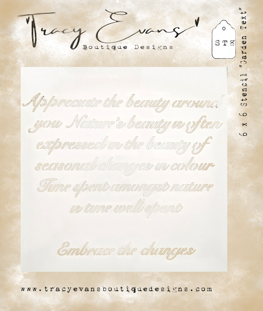 Tracy Evans - Snippet Stencil - Garden Text 6 x 6 "