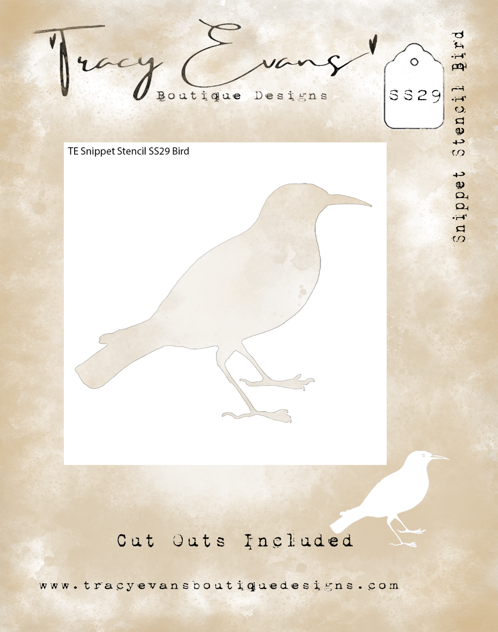 Tracy Evans SS29 Snippet Stencil - Bird