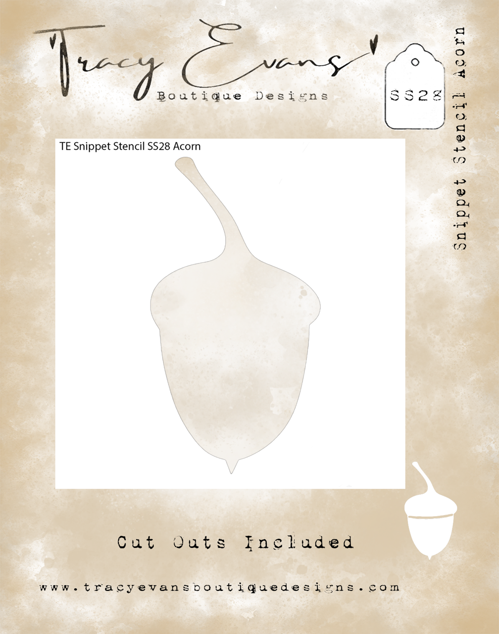 Tracy Evans SS28 Snippet Stencil - Acorn