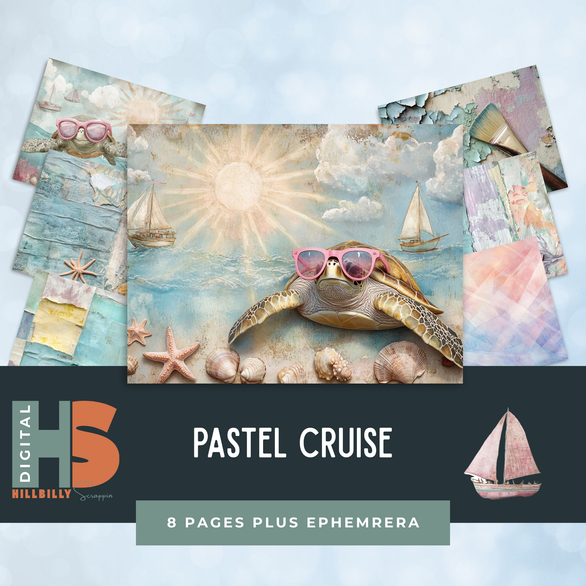 Pastel Cruise Digital Mini Kit – Soft Nautical-Inspired Printables