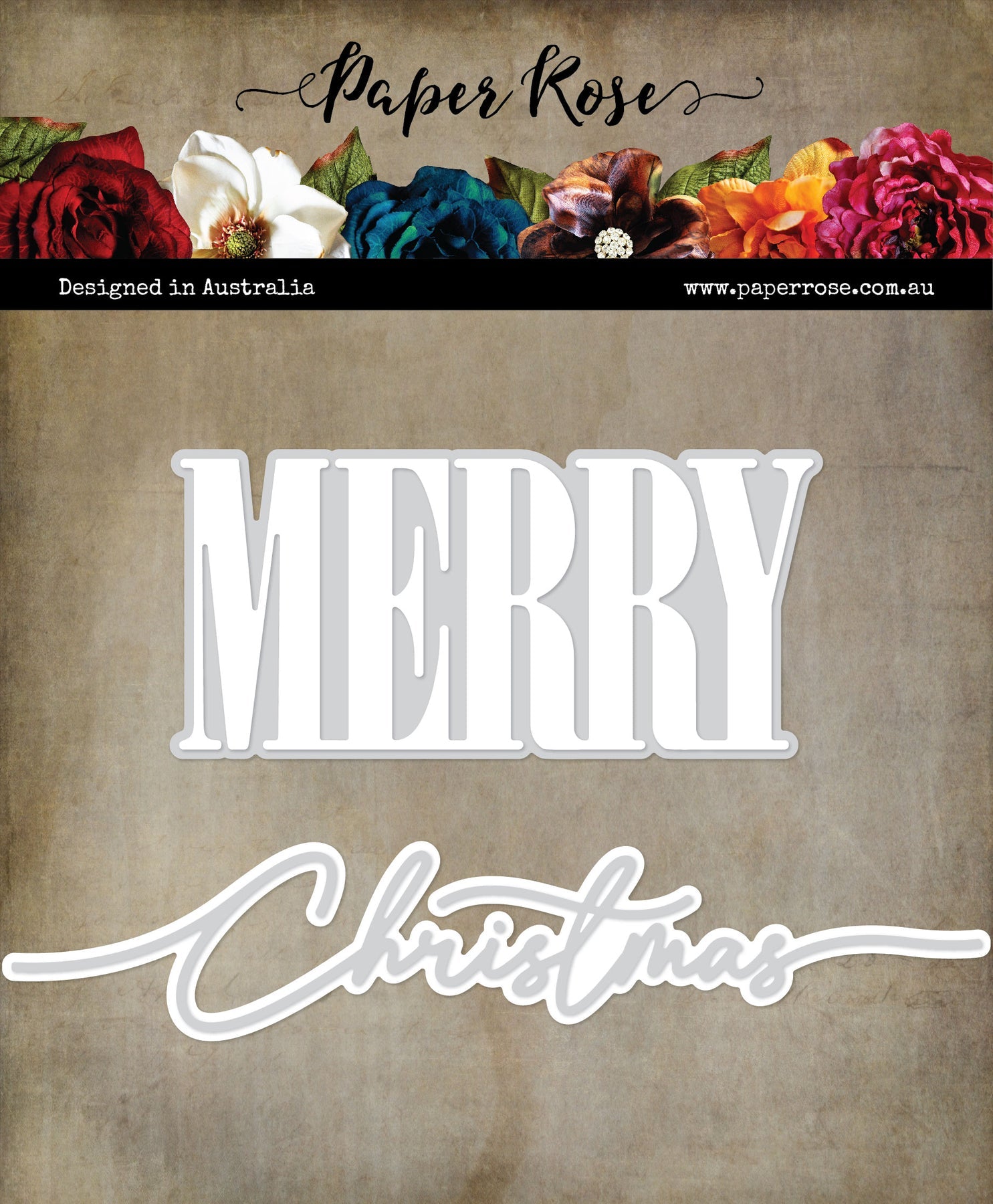 Paper Rose Die - Merry Christmas Layered Metal Die