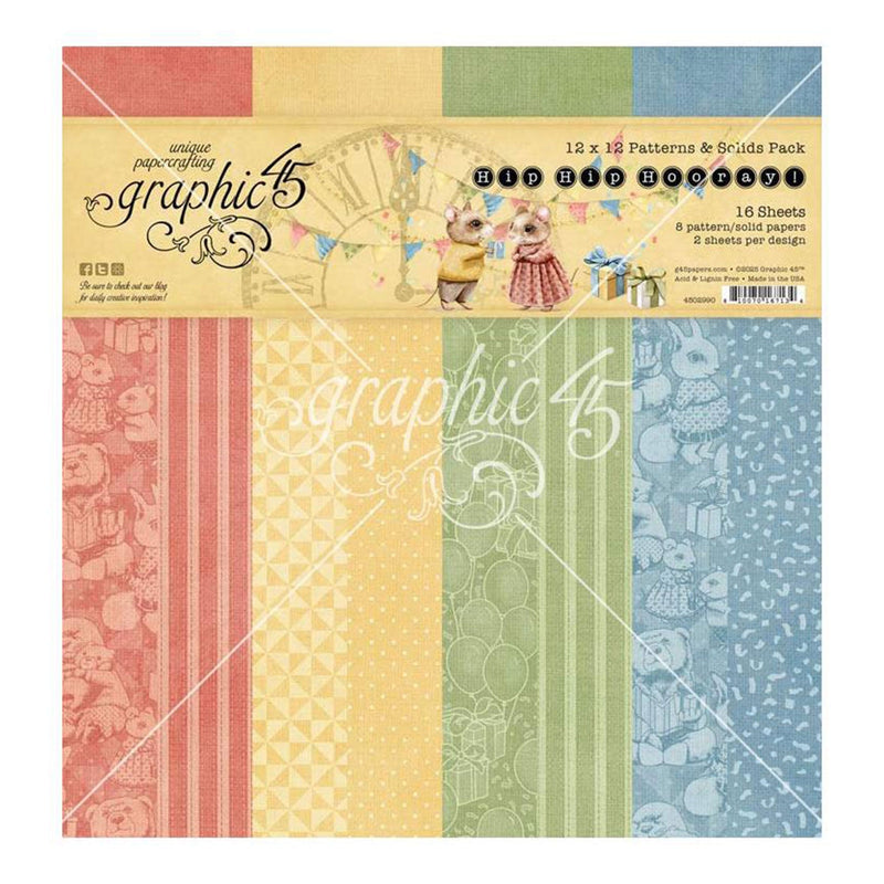 Graphic 45 Hip Hop Hooray 12 x 12 Solids Paper Pack