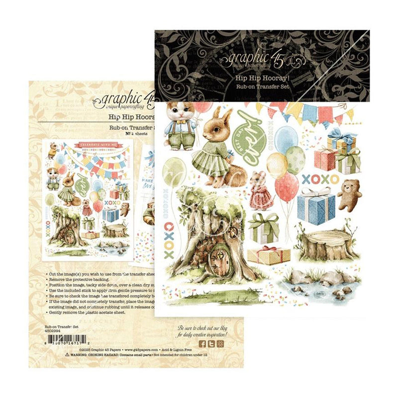 Graphic 45 - Hip Hip Hooray Rub on Transfer set