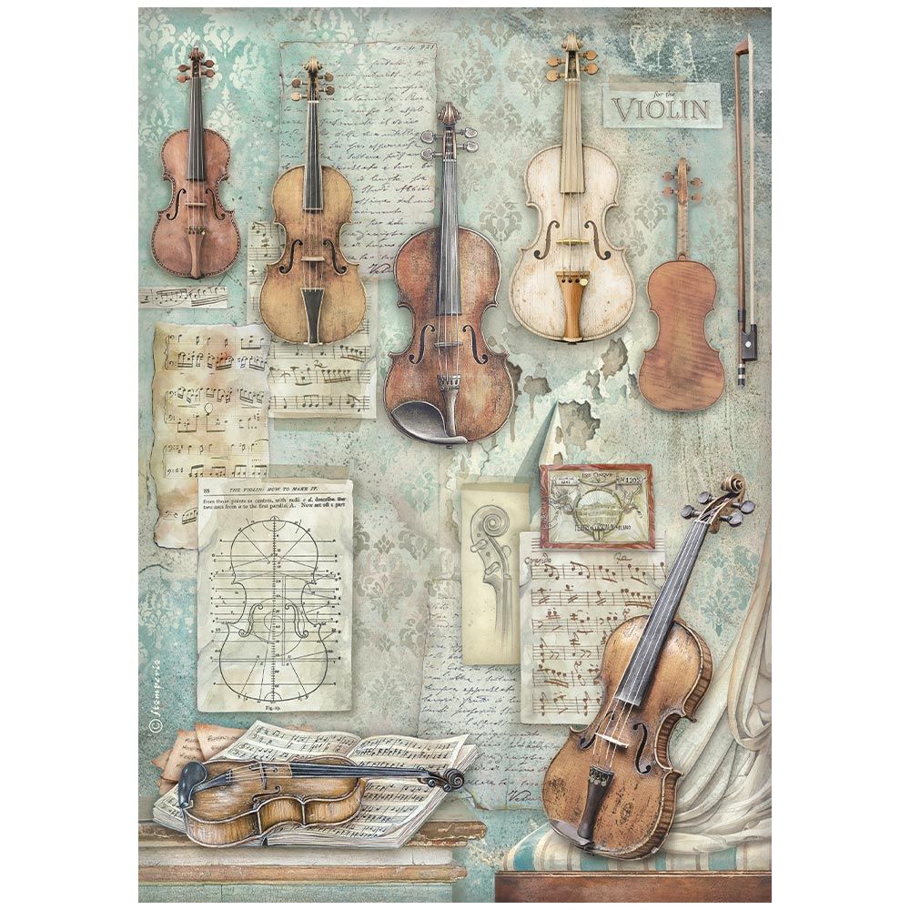 Stamperia Symphony Rice Paper A4 - Violin