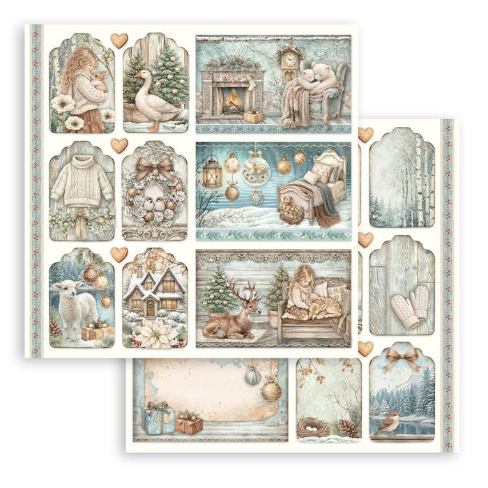 Stamperia White Christmas 12x12" Tags & Cards Sheet