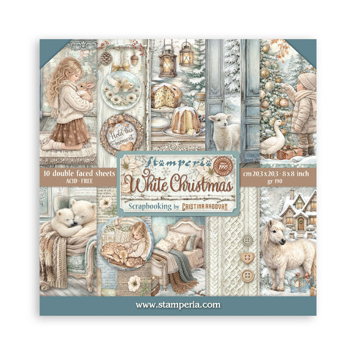 Stamperia White Christmas 8x8" Scrapbooking Paper Pad