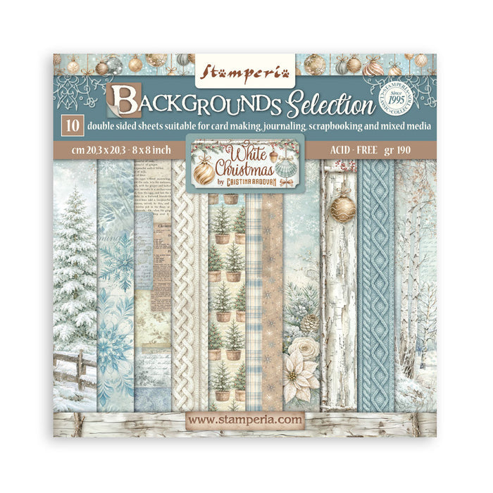 Stamperia White Christmas 8x8" Backgrounds Selection