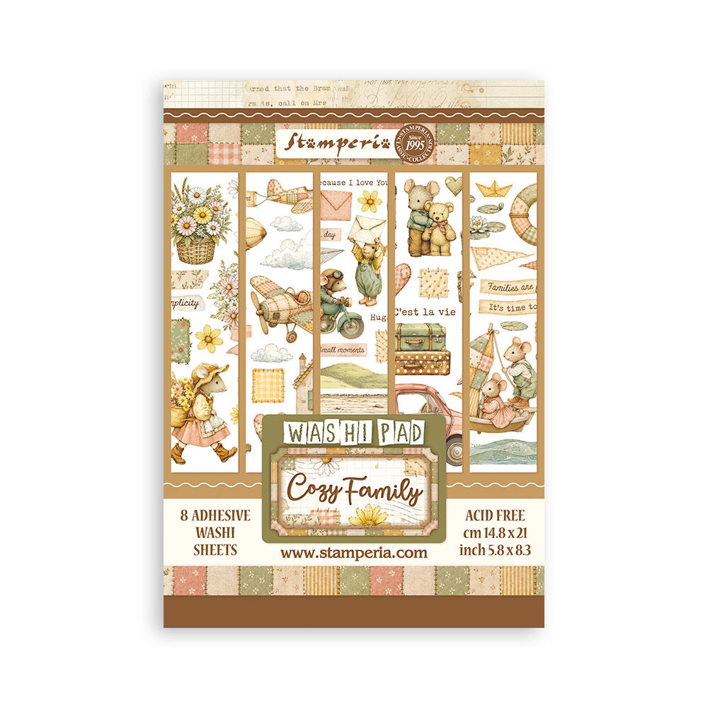 Stamperia Cozy Family Washi Pad – 8 Adhesive Sheets
