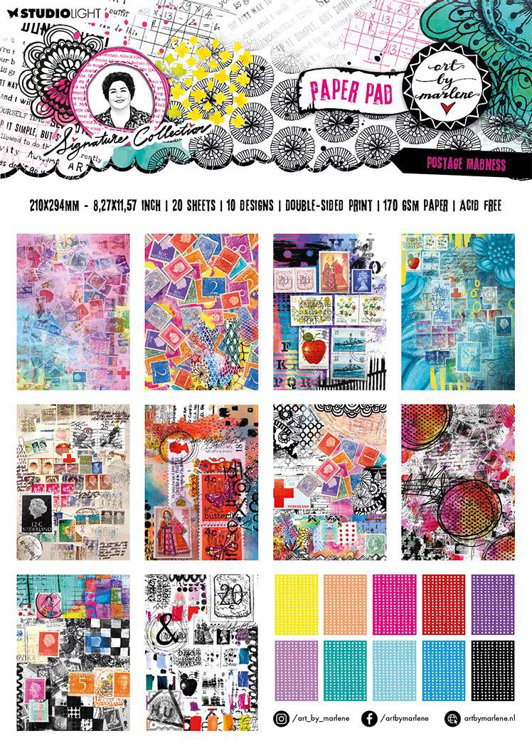 Art By Marlene  Designer Paper Pad  Postage madness  Signature Collection ABM-SI-DPP132