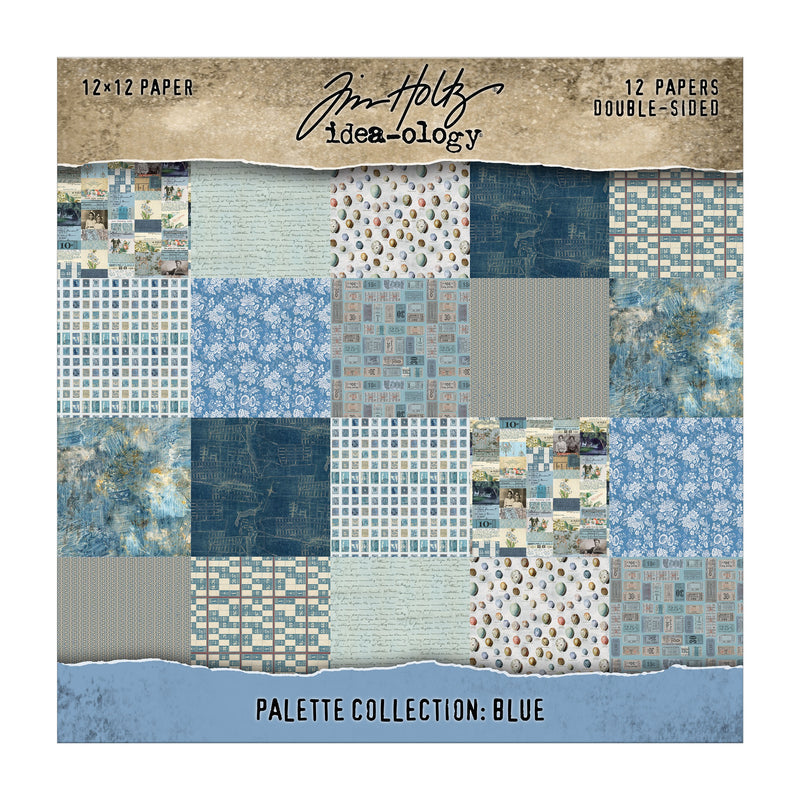 Tim Holtz - Idea-ology - 12 x 12 Paper Pack -Pallete Collection Blue