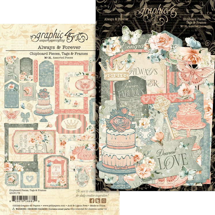 Graphic 45 - Chipboard Pieces - Tags and Frames Always and Forever