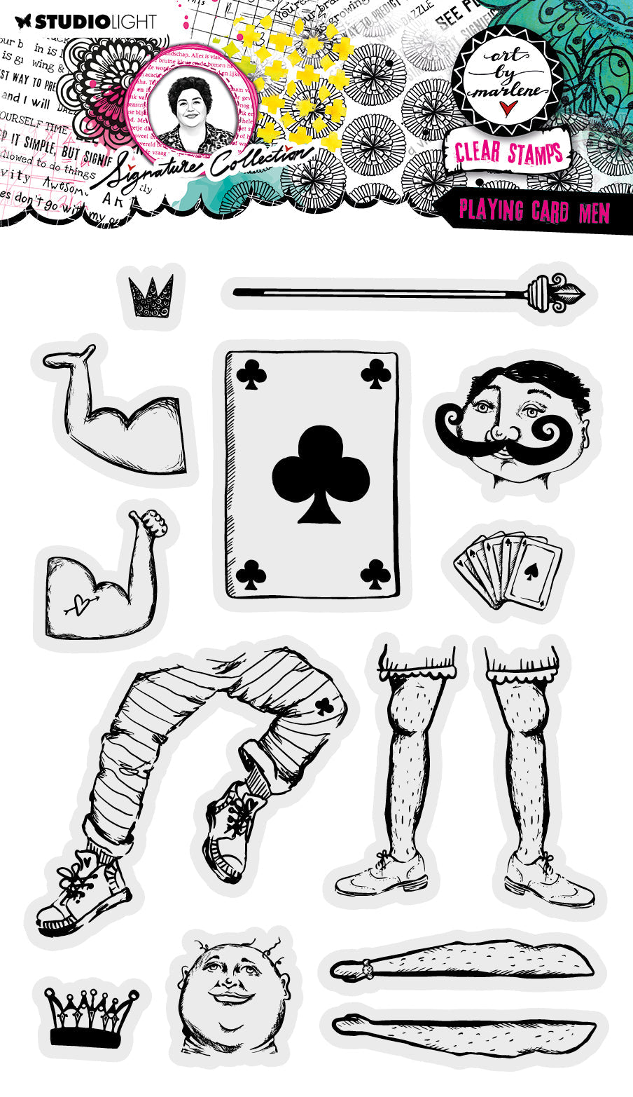 Art By Marlene Signature  Collection Clear Stamp - Playing Card Men