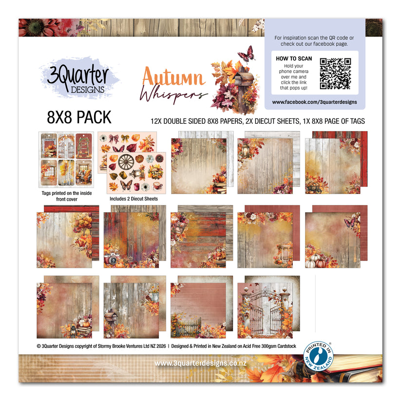 3Quarter Designs - 8 x 8 Paper Pack - Autumn Whispers