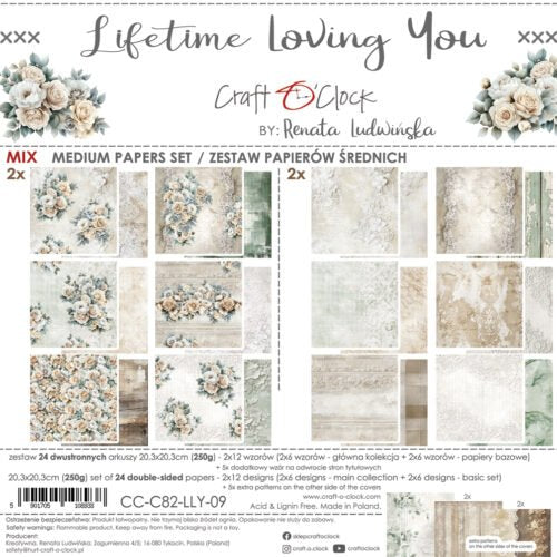 Craft O’Clock – Lifetime Loving You Medium Papers Set 8x8 (CC-C82-LLY-09)