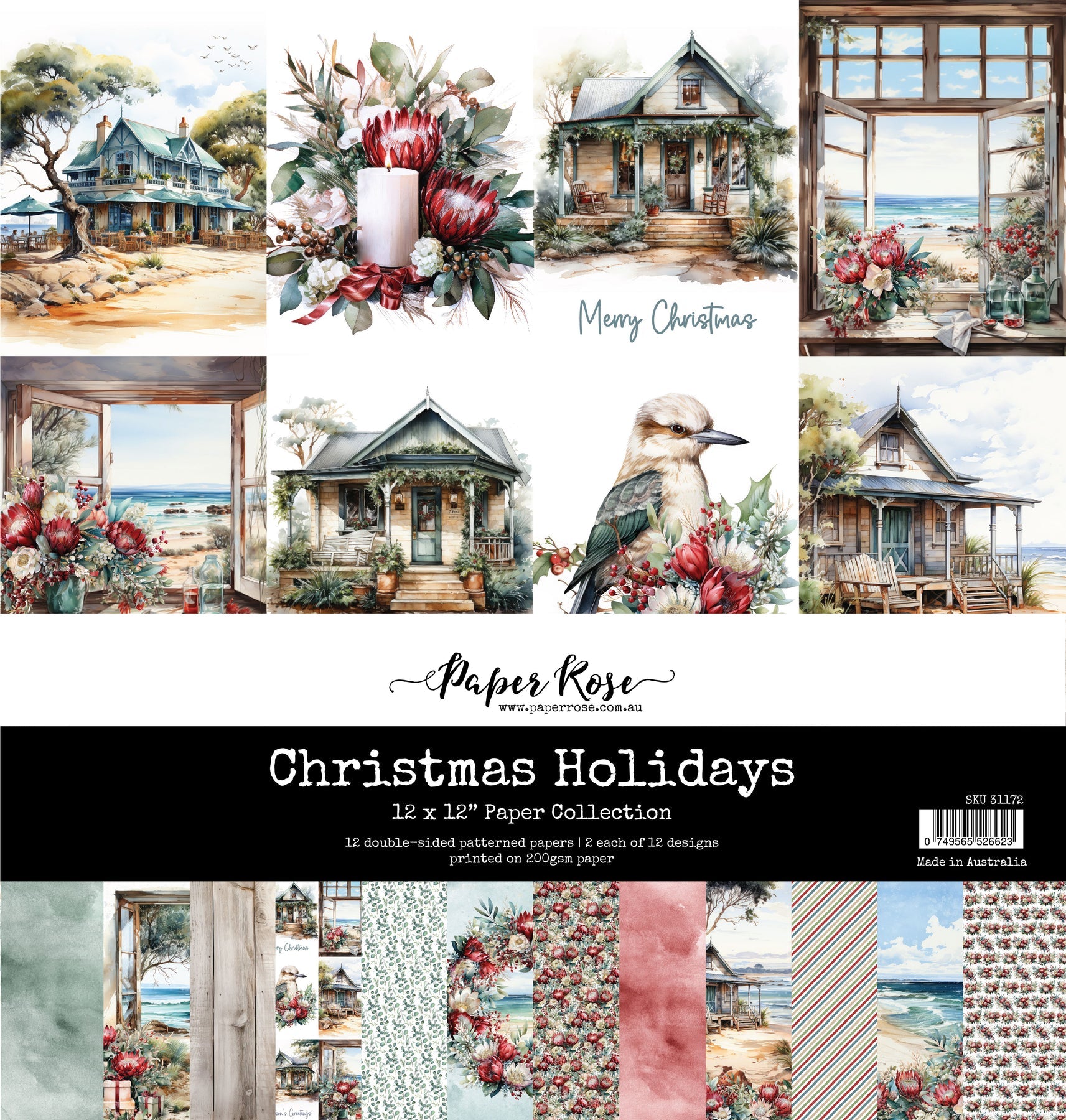 Paper Rose Bush Christmas 12 x 12 Paper collection