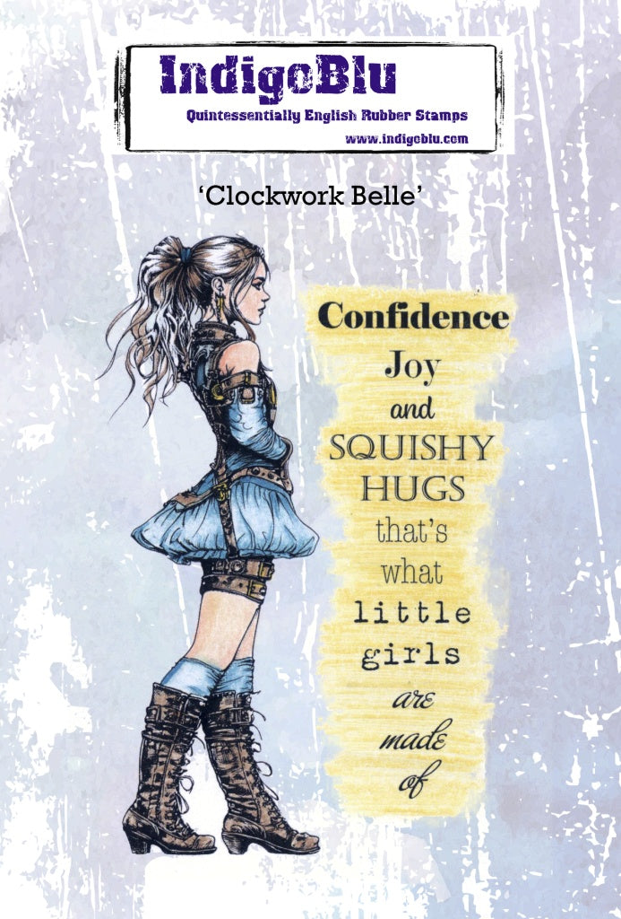 Indigo blu - Clockwork Belle - A6 Red Rubber Stamp