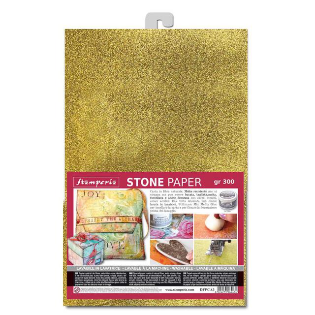 Stamperia - Washable Stone Paper A4 Gold