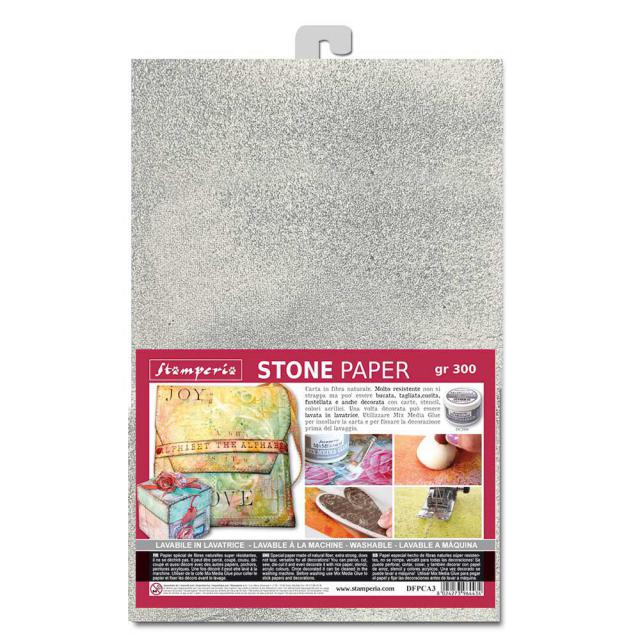 Stamperia - Washable Stone Paper A4 silver