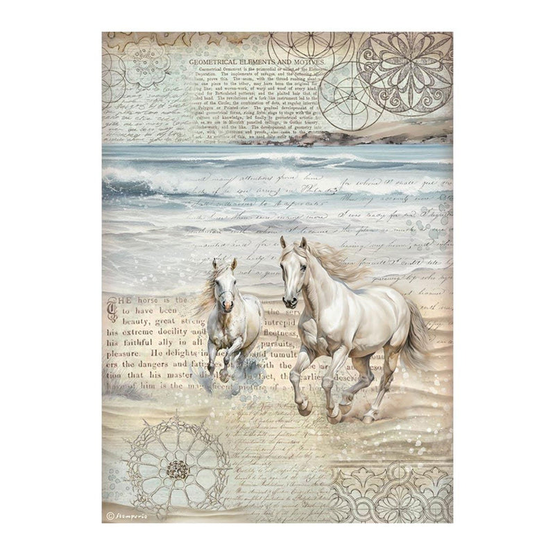 Stamperia Rice Paper Sheet A4 - Silent Sea - Horses