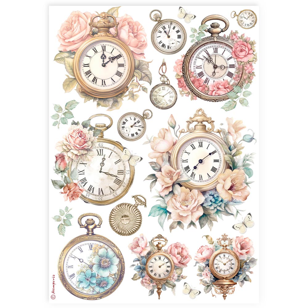 Stamperia A4 Rice Paper -Clocks