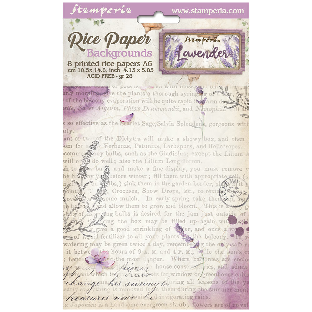Stamperia A6 Rice Papers - Lavender