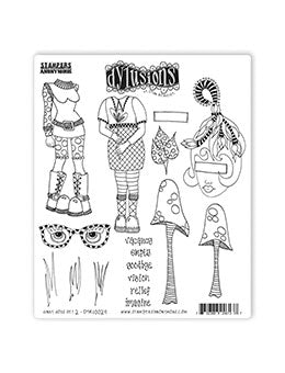 Dylusions by Dyan Reavely -Cling Stamp Set - Dinky Dolls Set 2