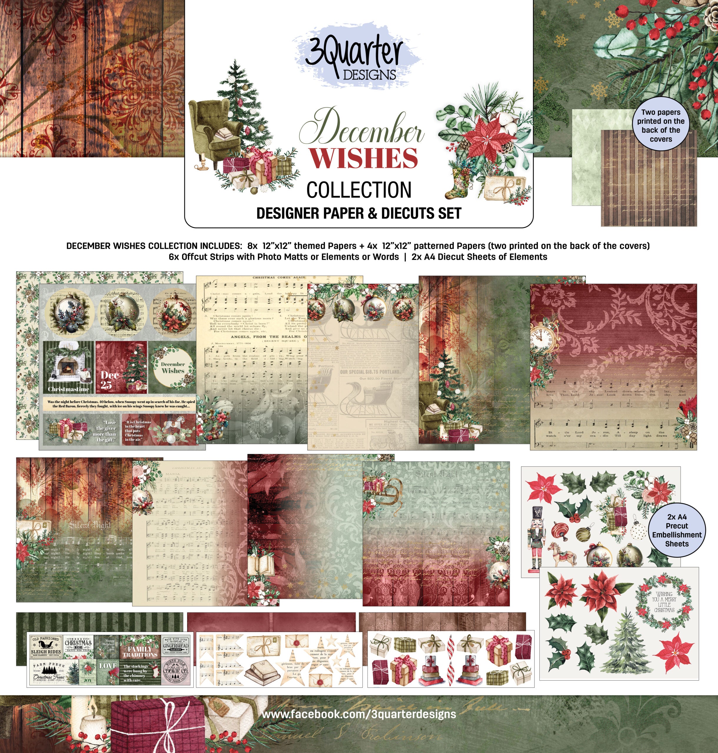 3Quarter - December Wishes- 12.x 12 collection Pack