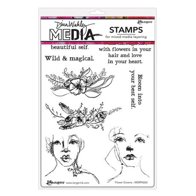 Dina Wakley Media - Stamp - Flower Crowns
