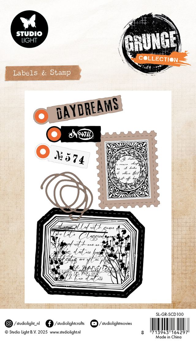 Studio Light - Grunge Collection - metal die Labels and stamp