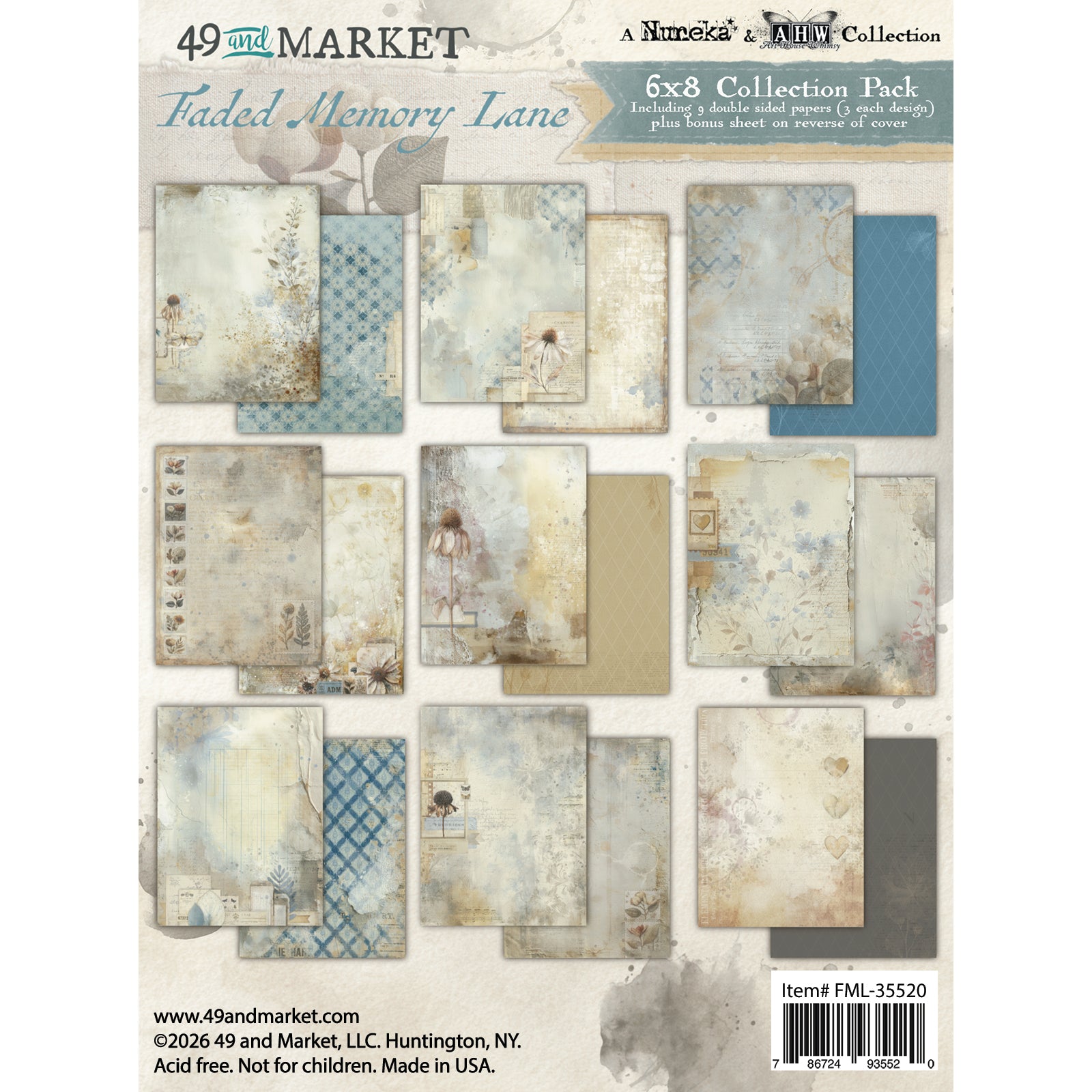 49 and Market - 6 x 8 collection Pack Faded Memory Lane