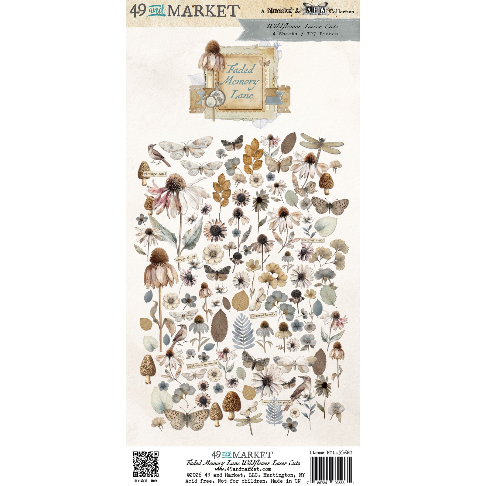 49 and Market - Wildflower Laser cuts- Faded Memory Lane