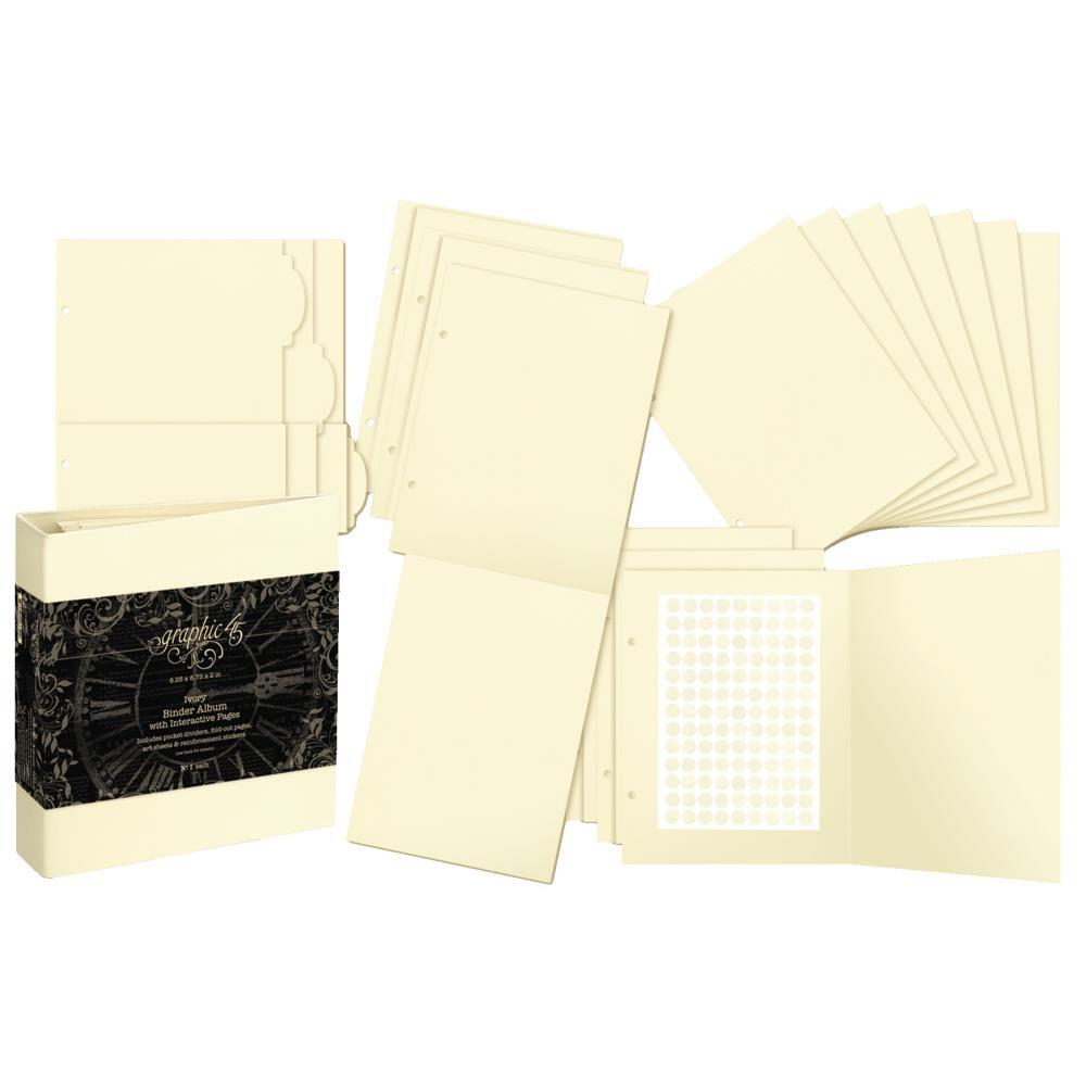 Graphic 45 - Staples -Binder Album with Interactive Pages.-Ivory