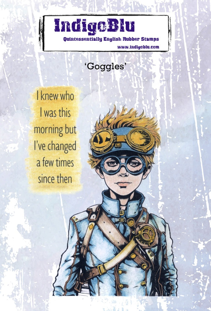 Indigo blu - Goggles - A6 Red Rubber Stamp