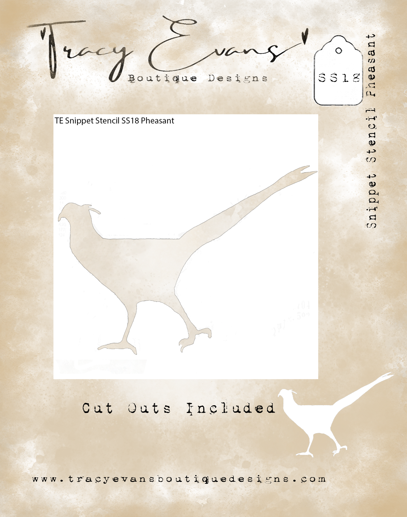 Tracy Evans SS18 - Snippet Stencil " Pheasant"