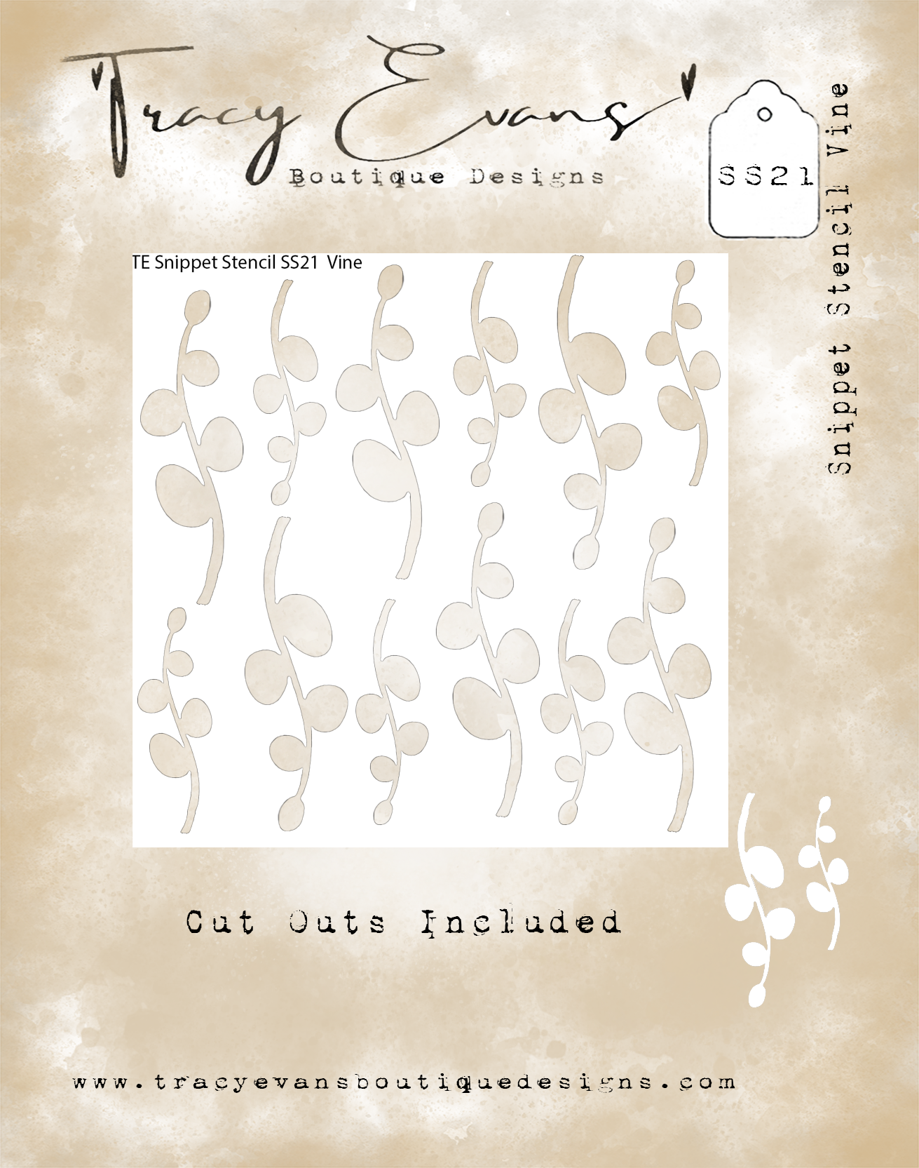 Tracy Evans SS21 Snippet Stencil - Vine