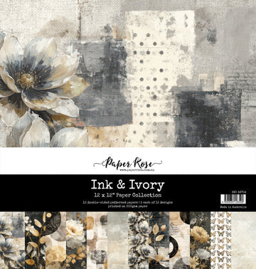 Paper Rose Ink & Ivory 12x12 Paper Collection
