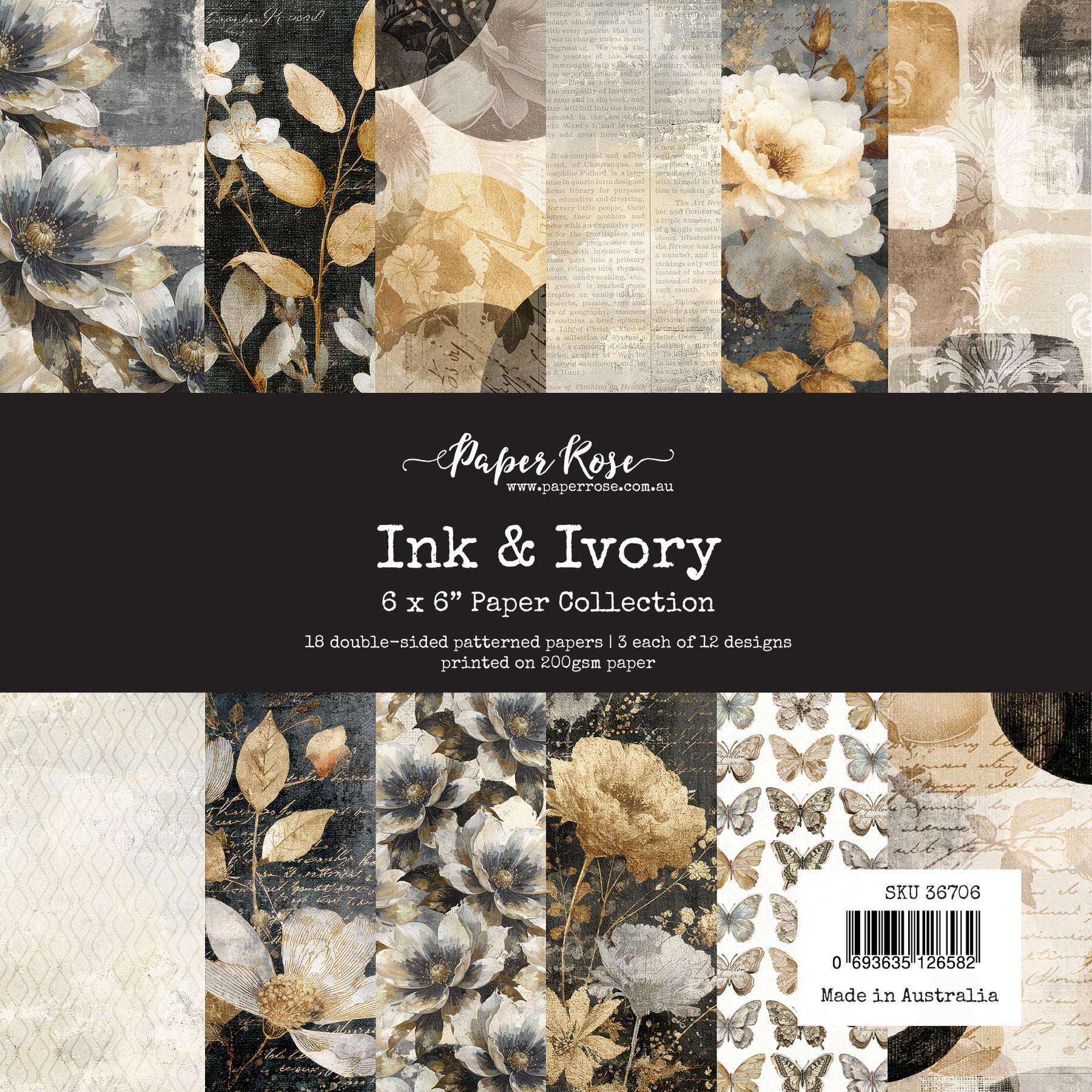 Paper Rose Ink & Ivory 6x6 Paper Collection