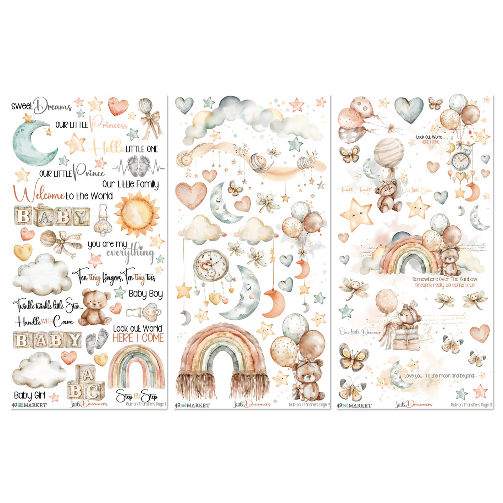 49 and Market Little Dreamer Rub on Transfers