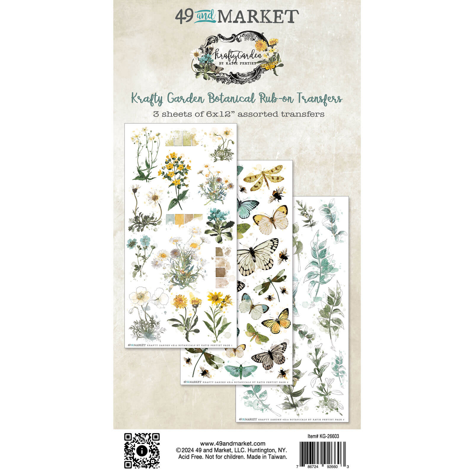 49 & Market - Krafty Garden Botanical Rub ons Transfers