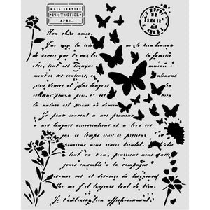Stamperia Stencil – Butterflies and Script – KSTD220