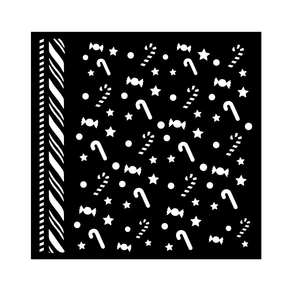 Stamperia - 18 x 18cm Stencil Candy Christmas - Candy Canes Pattern