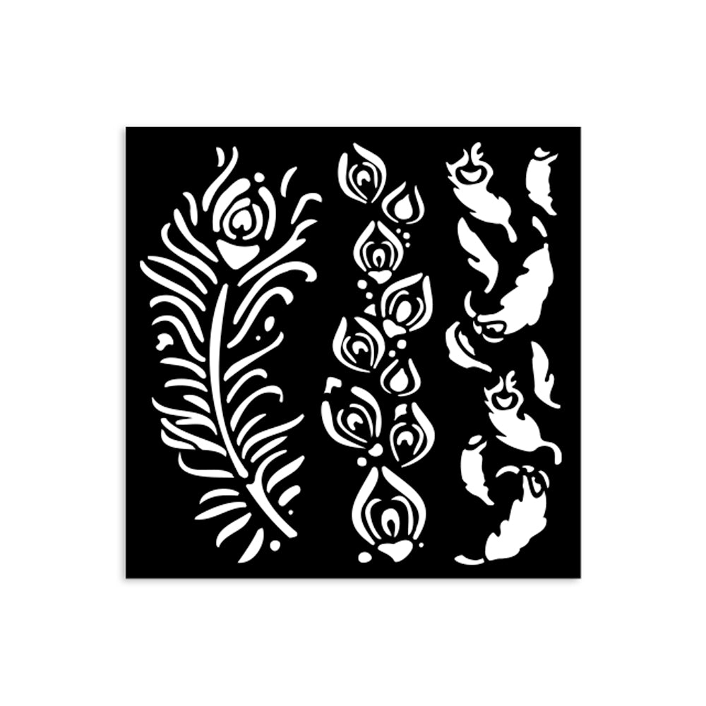 Stamperia Stencil - Masquerade Feathers 12 cm x 12 cm