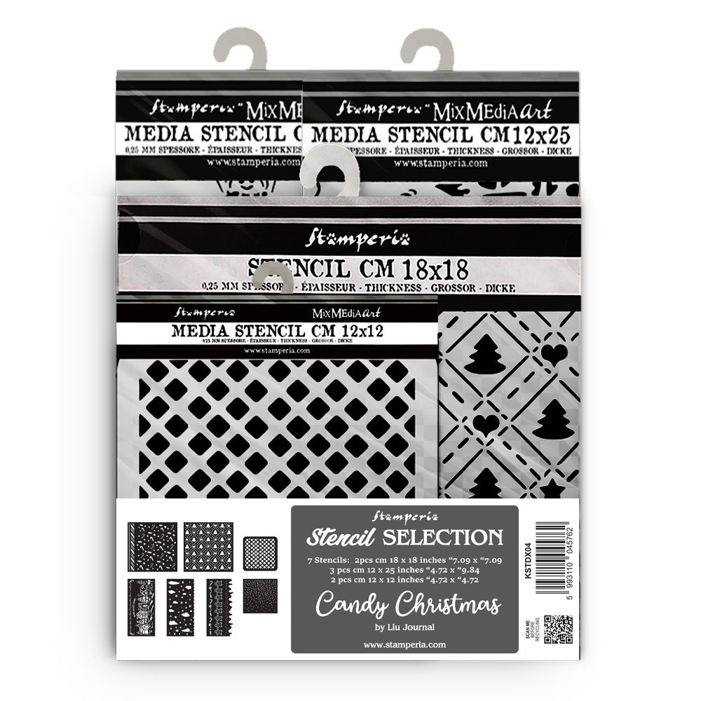Stamperia - Assortment Stencils Candy Christmas 7 pieces