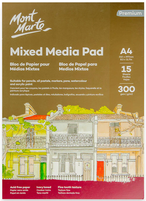Mont Marte Mixed Media Pad A4 300gsm – 15 Sheets