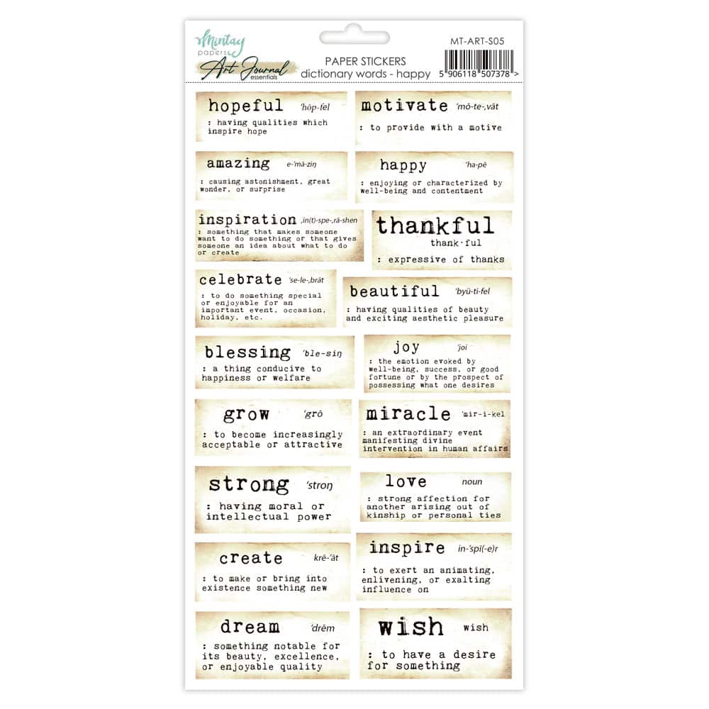 Mintay Paper Stickers - Dictionary Words Happy