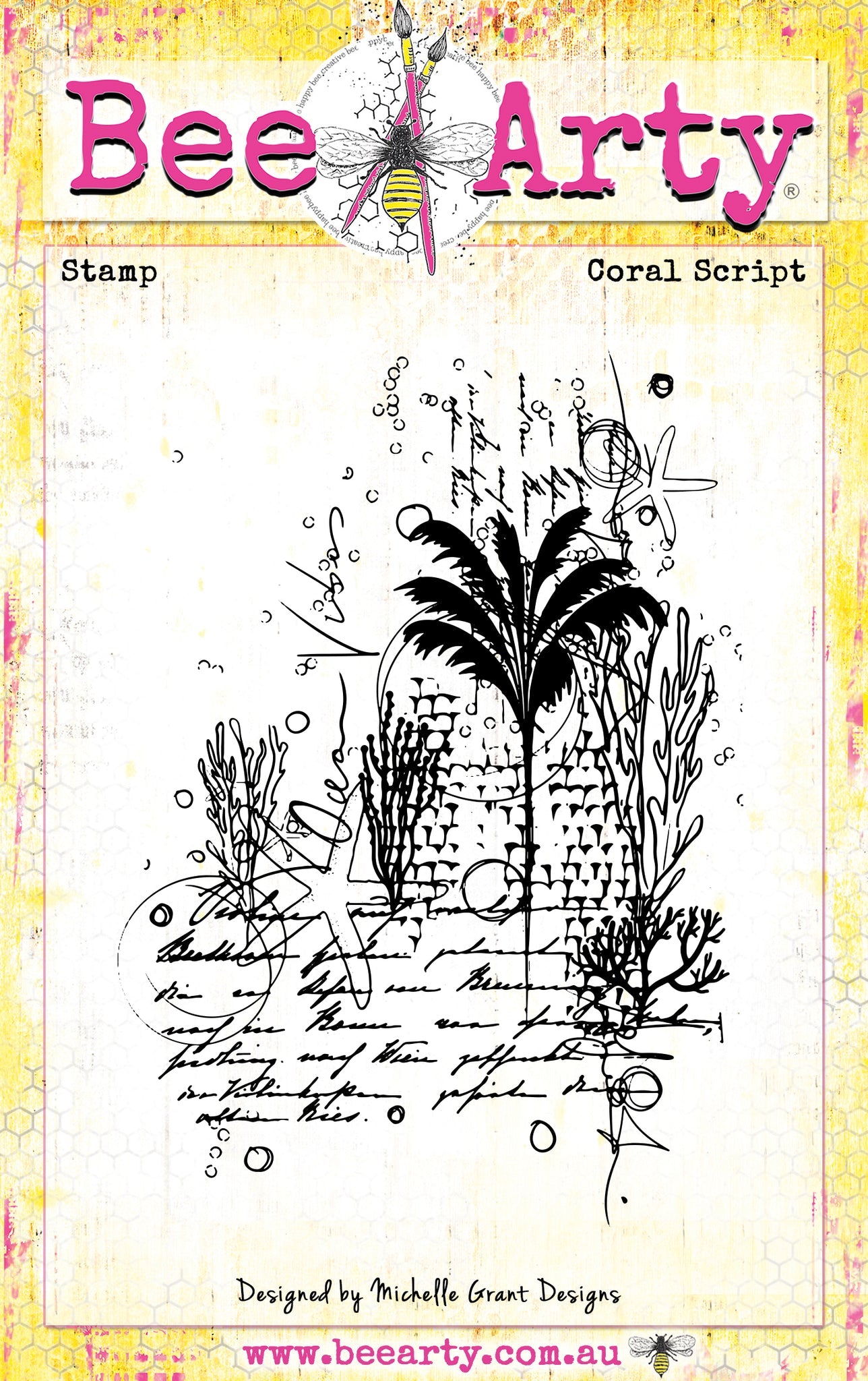 BeeArty Coral Script - Ocean Vibe - Clear Stamp