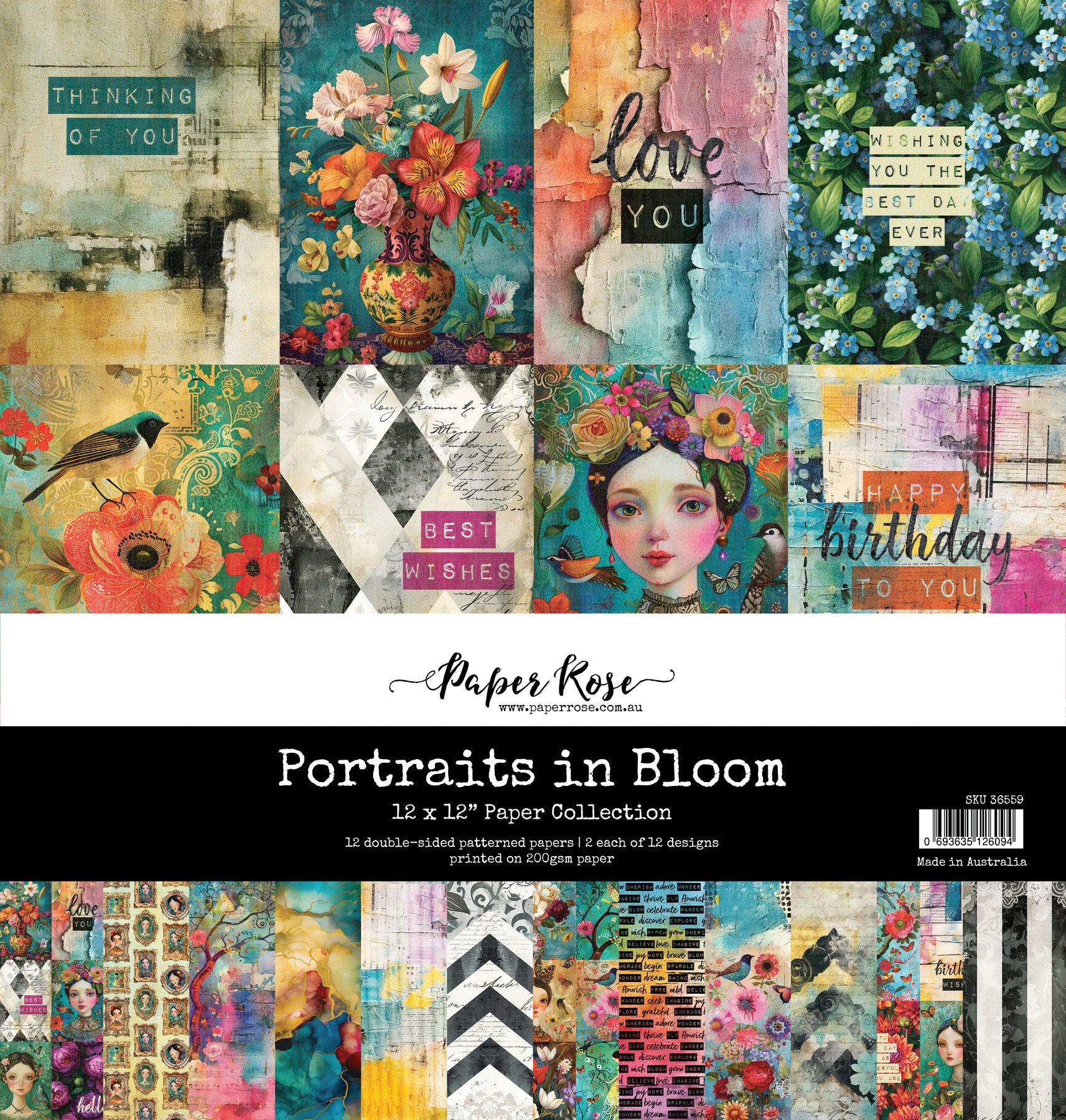 Paper Rose Portraits in Bloom 12x12 Paper Collection