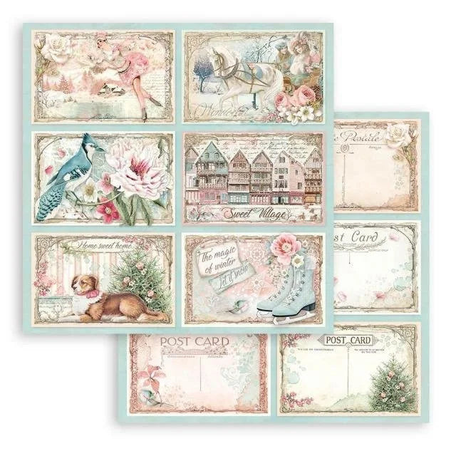 Stamperia - Sweet Winter 12 x 12 printed paper Card fronts