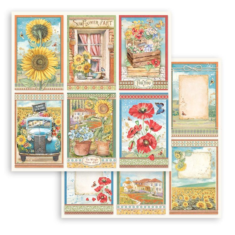 Stamperia Sunflower 12 x12 Card Fronts -